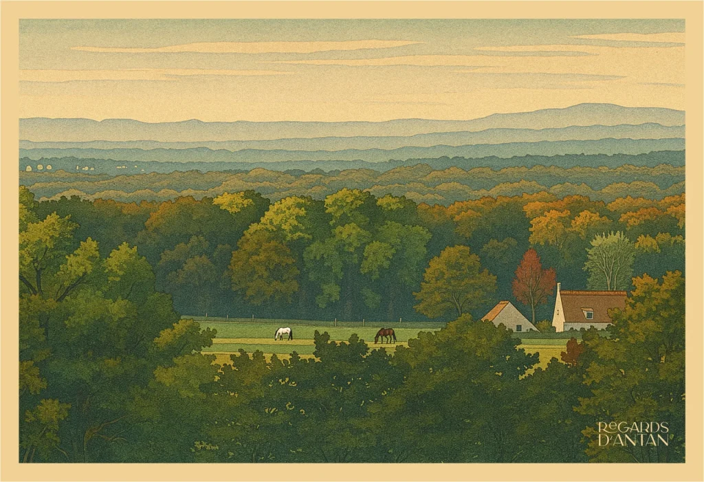 Affiche Fleurines, Panorama d'Automne de Regards d'Antan