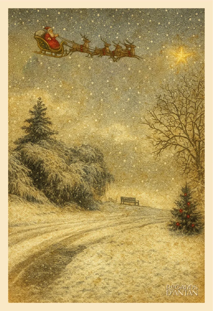 Affiche Fleurines, Le Père Noël de Regards d'Antan