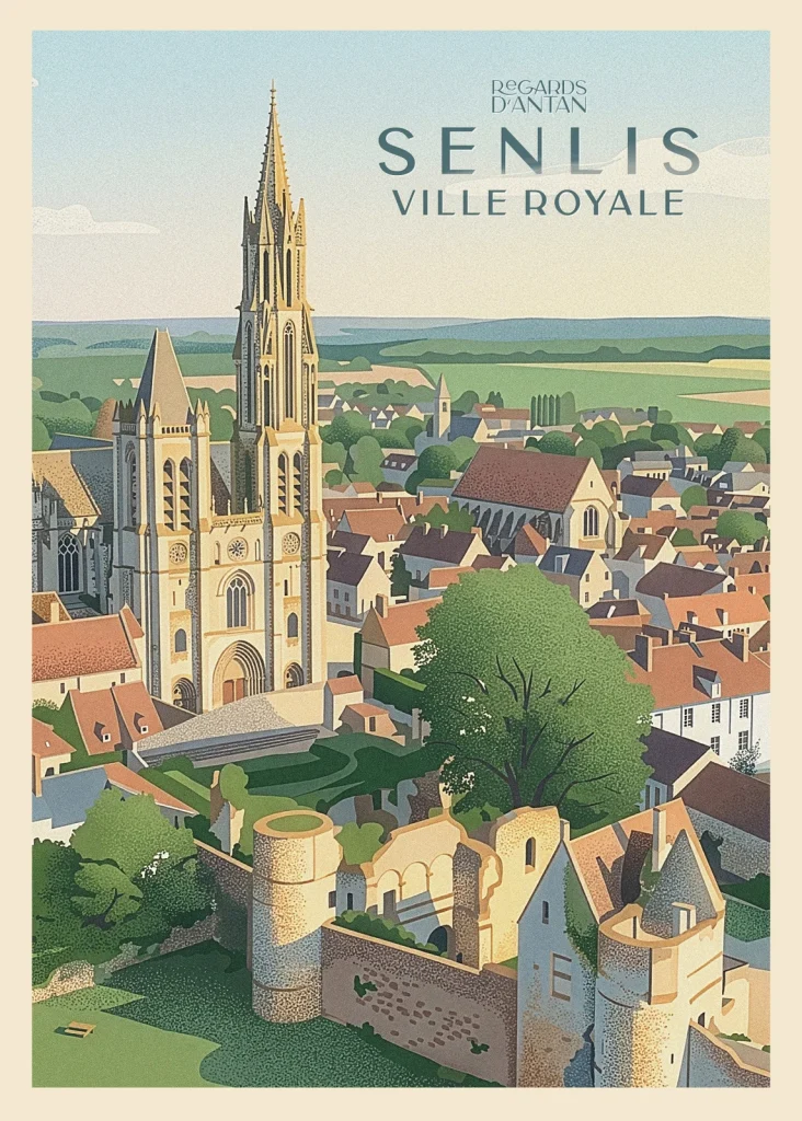 Affiche Senlis, Vue Aérienne de Regards d'Antan